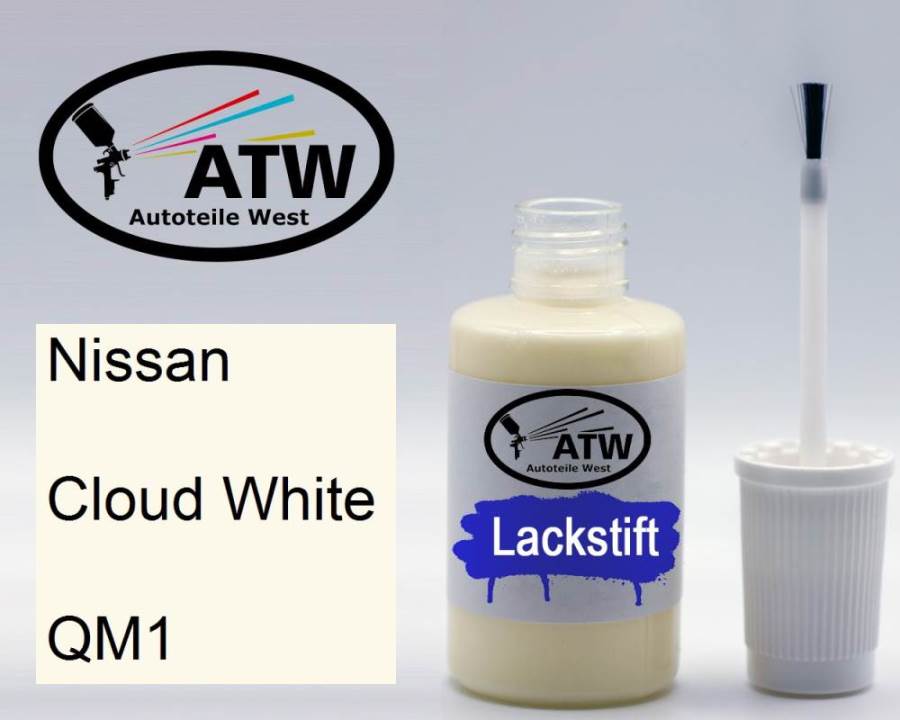 Nissan, Cloud White, QM1: 20ml Lackstift, von ATW Autoteile West.